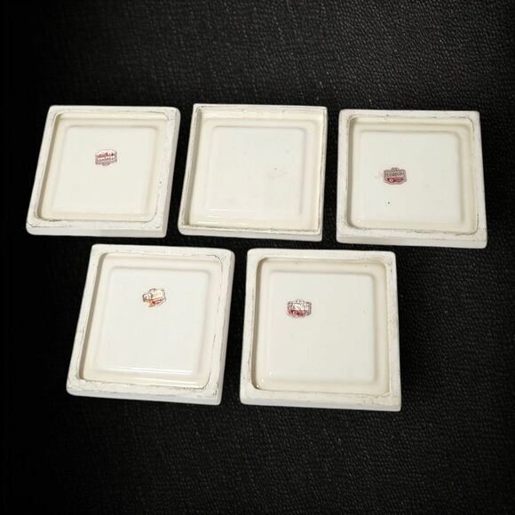 Vintage Ucagco Japan Ceramic Wall Plaques Paris France Set of 5 Hand Painted 4" - Picture 3 of 10